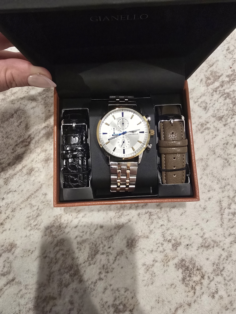 Gianello Two-Tone Men's Chronograph Watch with Extra Straps